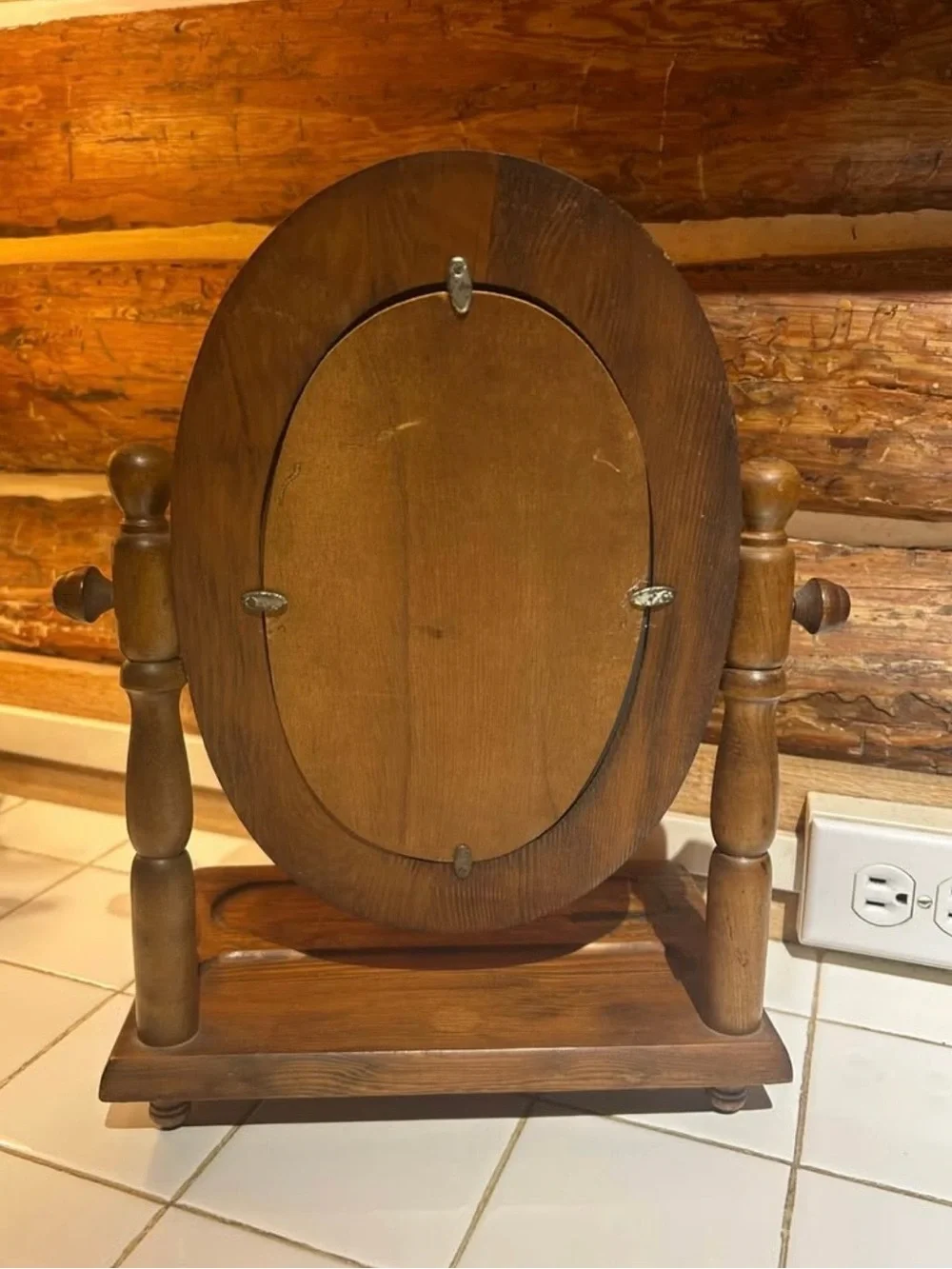 Wooden Oval Vanity Mirror